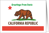 California - City of Davis - Flag - Souvenir Card
