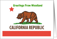 California - City of Woodland - Flag - Souvenir Card