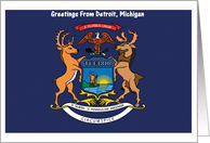 Michigan - City of Detroit - Flag - Souvenir Card