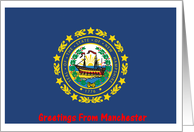 New Hampshire - City of Manchester - Flag - Souvenir Card