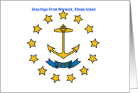 Rhode Island - City of Warwick - Flag - Souvenir Card