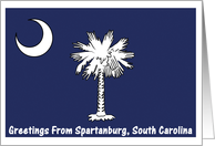 South Carolina - City of Spartanburg - Flag - Souvenir Card