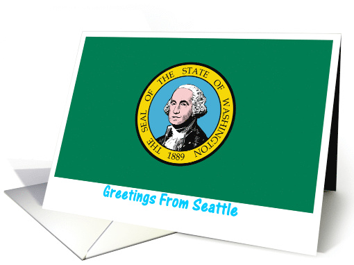 Washington - City of Seattle - Flag - Souvenir card (565464)