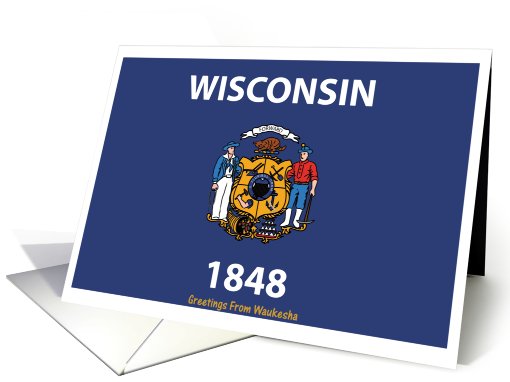 Wisconsin - City of Waukesha - Flag - Souvenir card (566178)