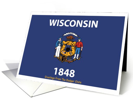 Wisconsin - The Badger State - Flag - Souvenir card (566205)