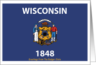 Wisconsin - The Badger State - Flag - Souvenir Card
