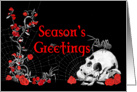 Gothic Spiders, Roses and Skull Seasonal Card