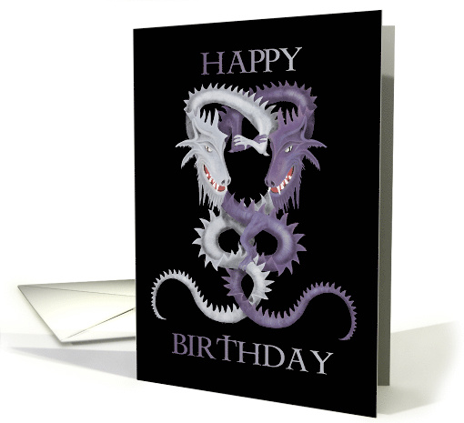 Purple and Silver dragons birthday card (644813)