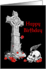 Celtic Cross and Skull Gothic Birthday card on black card