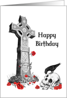 Celtic Cross and Skull Gothic Birthday card on white card