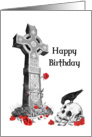 Celtic Cross and Skull Gothic Birthday card on white card