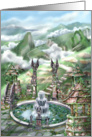Dragon Temple - a temple of dragons in cloudy mountains card