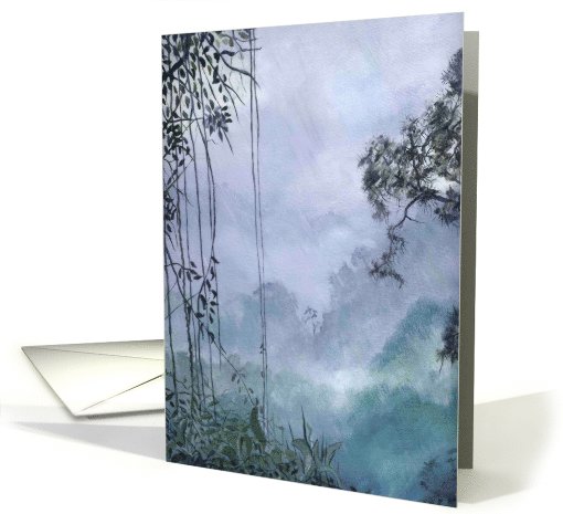 Misty mountains - oil painting of a rainforest card (645461)