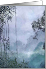 Misty mountains - oil painting of a rainforest card