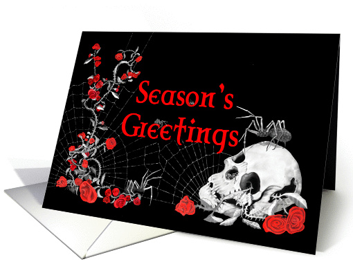 Gothic Spiders, Roses and Skull Seasonal card (876079)
