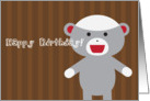 Sock Monkey - Happy Birthday card