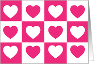 Checkered Hearts - Pink card