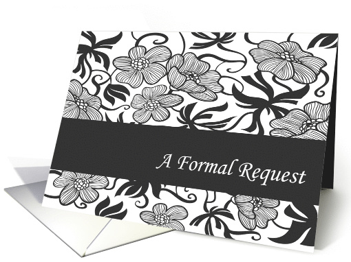 Bridesmaid Invitation, Black & White Floral card (669223)