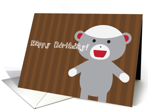 Sock Monkey - Happy Birthday card (953445)