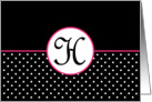 Pink White and Black Polka Dot Monogram - H card