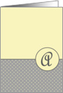 Yellow and Grey Polka Dot Monogram - A card