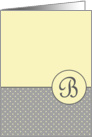 Yellow and Grey Polka Dot Monogram - B card