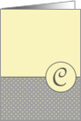 Yellow and Grey Polka Dot Monogram - C card