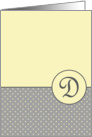 Yellow and Grey Polka Dot Monogram - D card