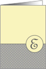 Yellow and Grey Polka Dot Monogram - E card