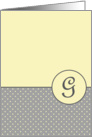 Yellow and Grey Polka Dot Monogram - G card
