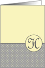 Yellow and Grey Polka Dot Monogram - H card