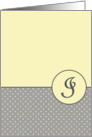 Yellow and Grey Polka Dot Monogram - I card