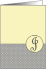 Yellow and Grey Polka Dot Monogram - J card