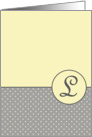 Yellow and Grey Polka Dot Monogram - L card