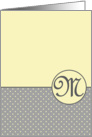 Yellow and Grey Polka Dot Monogram - M card