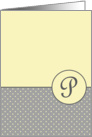 Yellow and Grey Polka Dot Monogram - P card