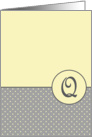 Yellow and Grey Polka Dot Monogram - Q card