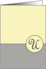 Yellow and Grey Polka Dot Monogram - U card