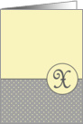 Yellow and Grey Polka Dot Monogram - X card