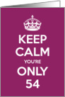 Keep Calm You’re Only 54 Birthday card