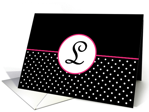Pink White and Black Polka Dot Monogram - L card (1306814)