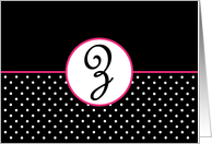 Pink White and Black Polka Dot Monogram - Z card