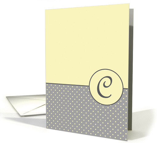 Yellow and Grey Polka Dot Monogram - C card (1306848)