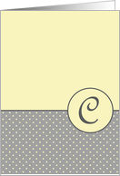 Yellow and Grey Polka Dot Monogram - C card