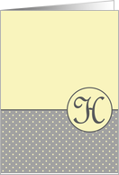 Yellow and Grey Polka Dot Monogram - H card