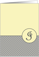 Yellow and Grey Polka Dot Monogram - I card