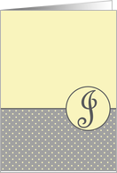 Yellow and Grey Polka Dot Monogram - J card
