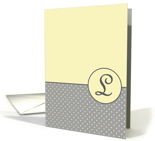 Yellow and Grey Polka Dot Monogram - L card (1306866)