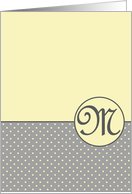 Yellow and Grey Polka Dot Monogram - M card