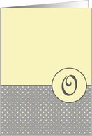 Yellow and Grey Polka Dot Monogram - O card